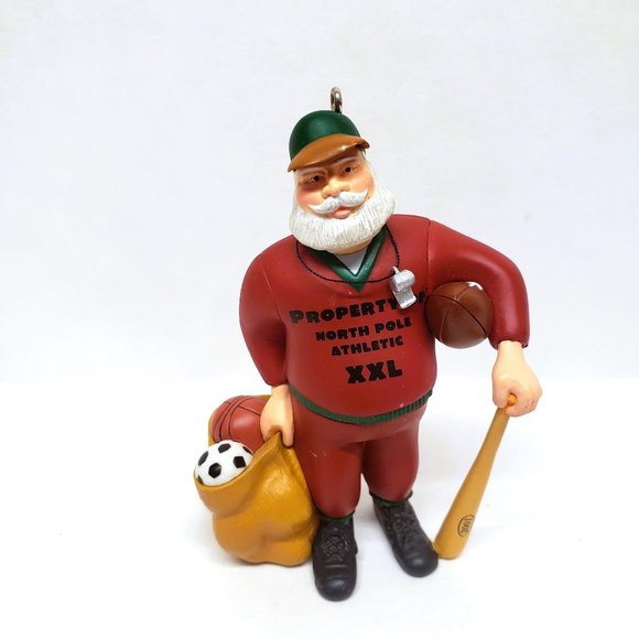 2001 Hallmark Christmas Ornament All Sport Santa Baseball Football Basketball - Picture 1 of 5